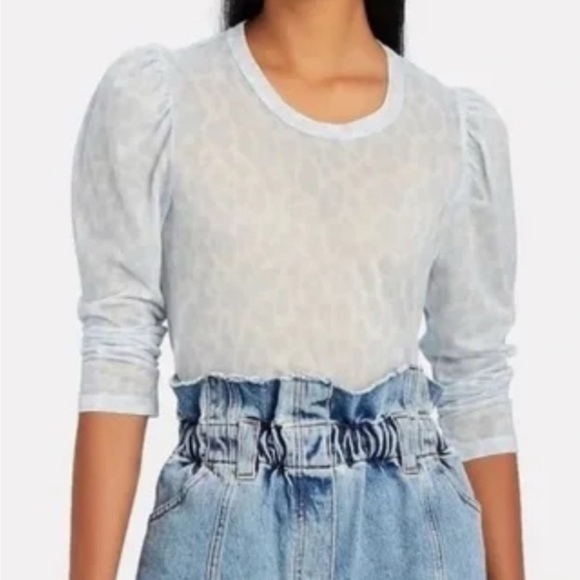 A.L.C. Tops - A.L.C. Karlie Blue Long Sleeve Tee With Puff Sleeves NWT